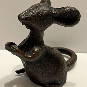 Cast Iron Mouse Figurine Decorative Statue Small Paperweight